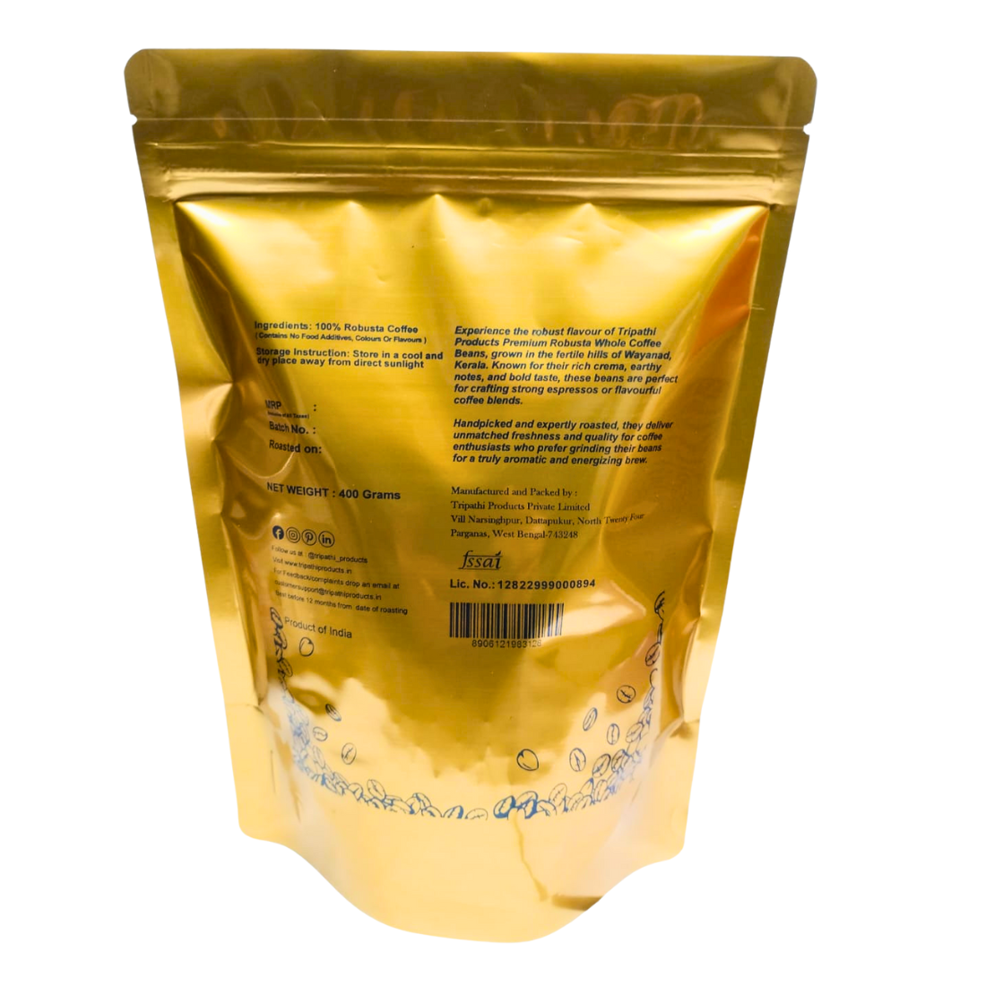 Tripathi Products Premium Robusta Coffee Beans 400 Grams